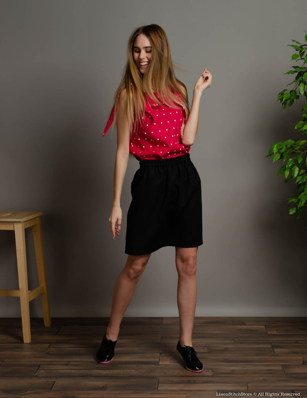 LILIA Linen skirt | Black