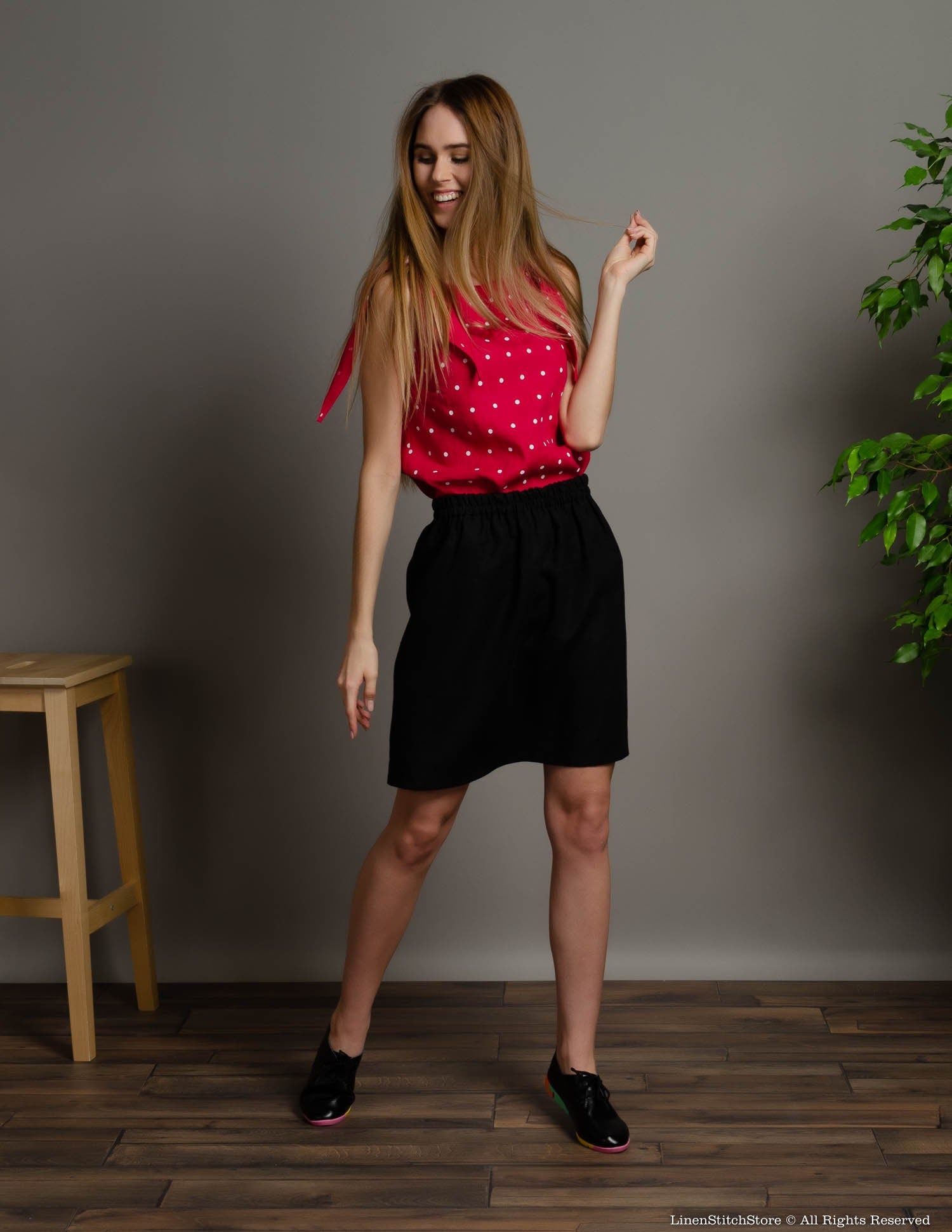 LILIA Linen skirt | Black