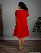 MEGHAN Linen dress | Bright red