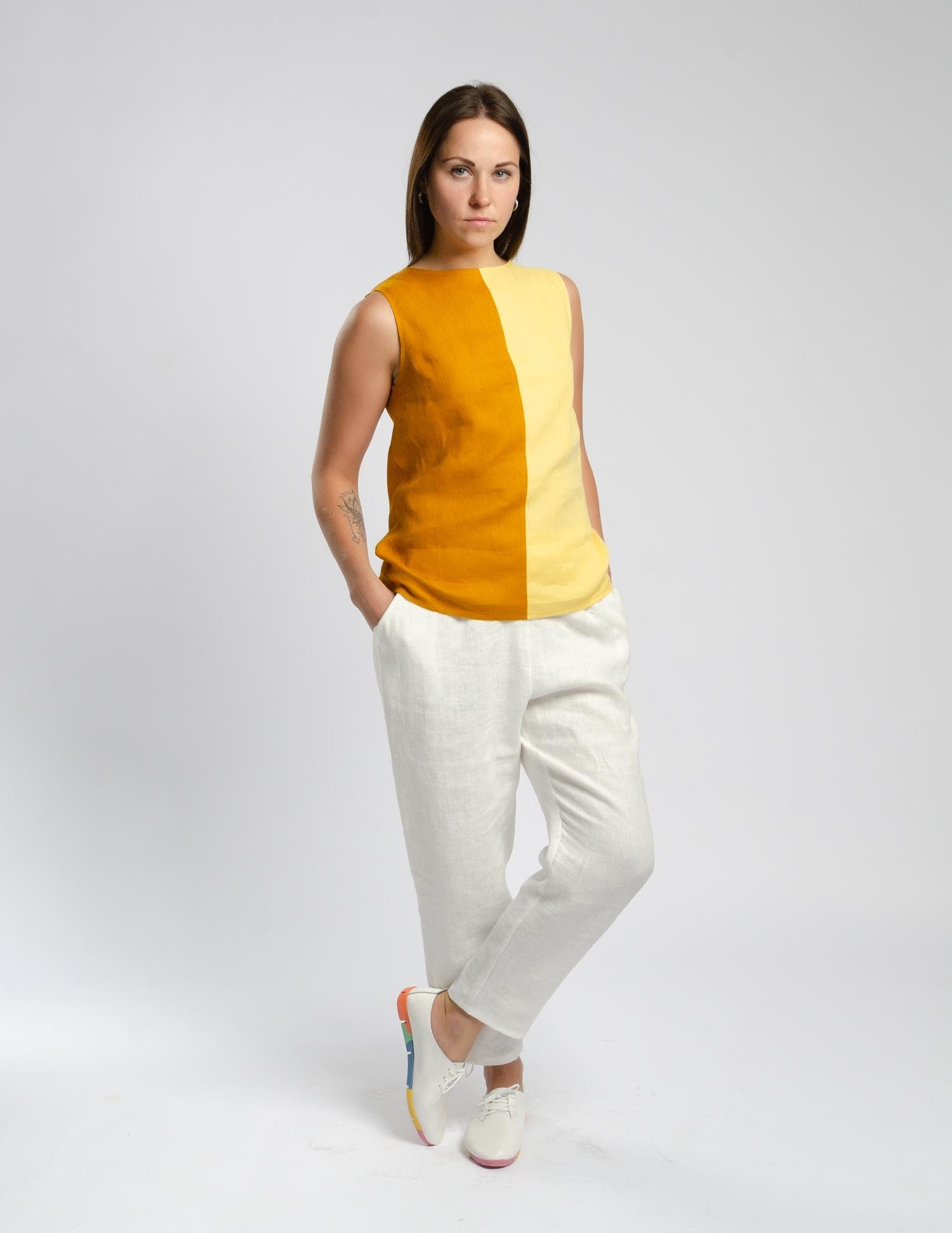 ERICA Linen top | Mustard/yellow