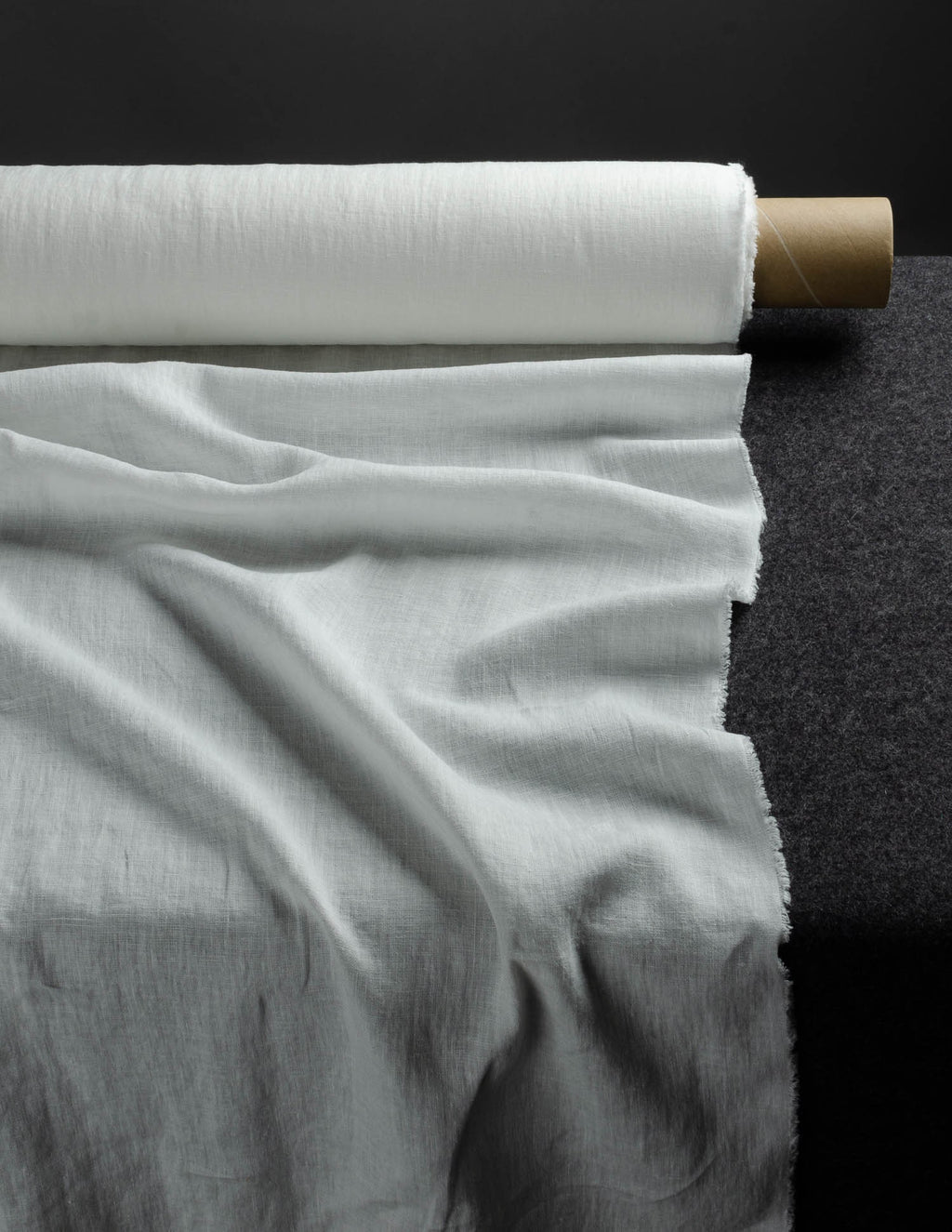 Ivory white colour medium weight linen fabric supply