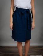 MILANA Wrap linen skirt | Navy blue