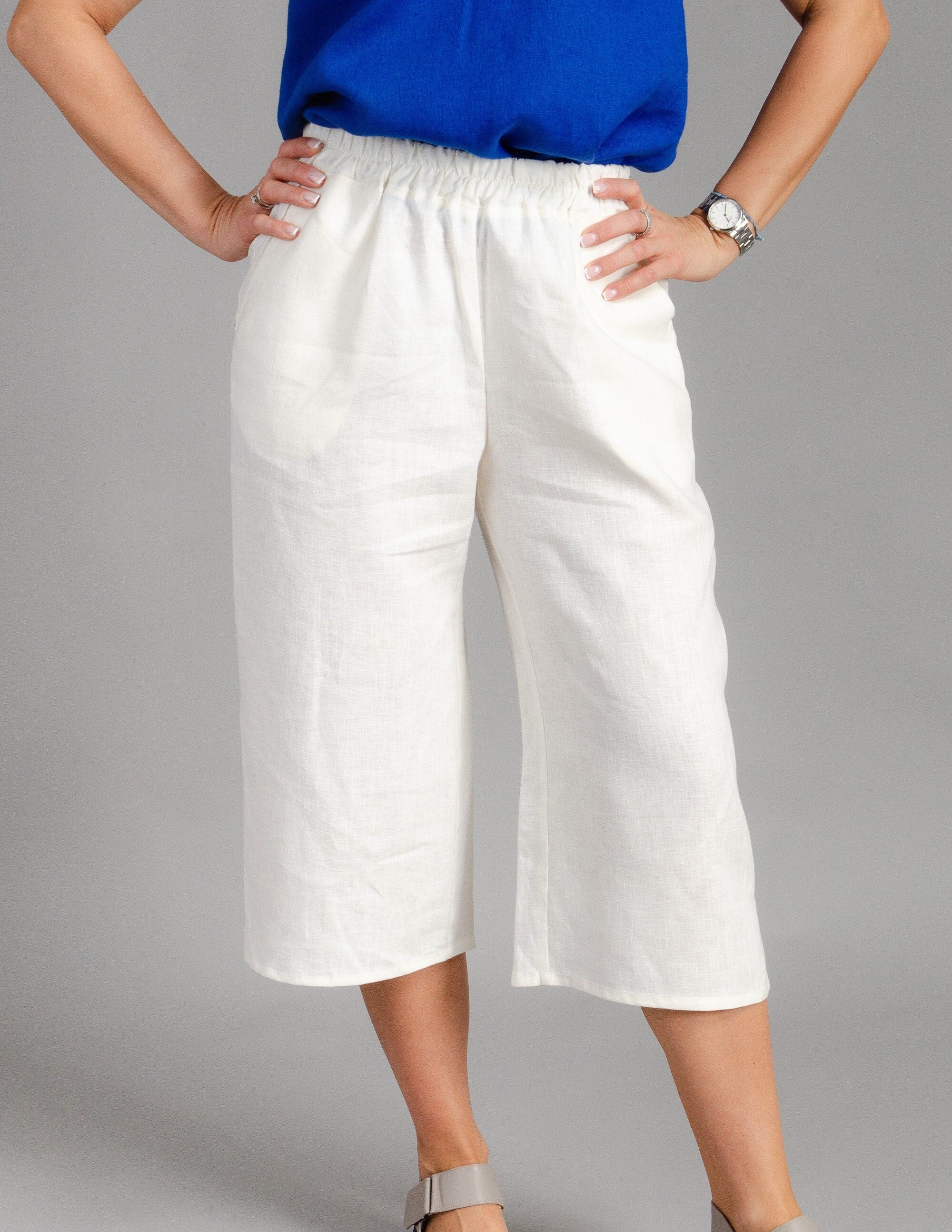 MELANIE Linen capris | Ivory