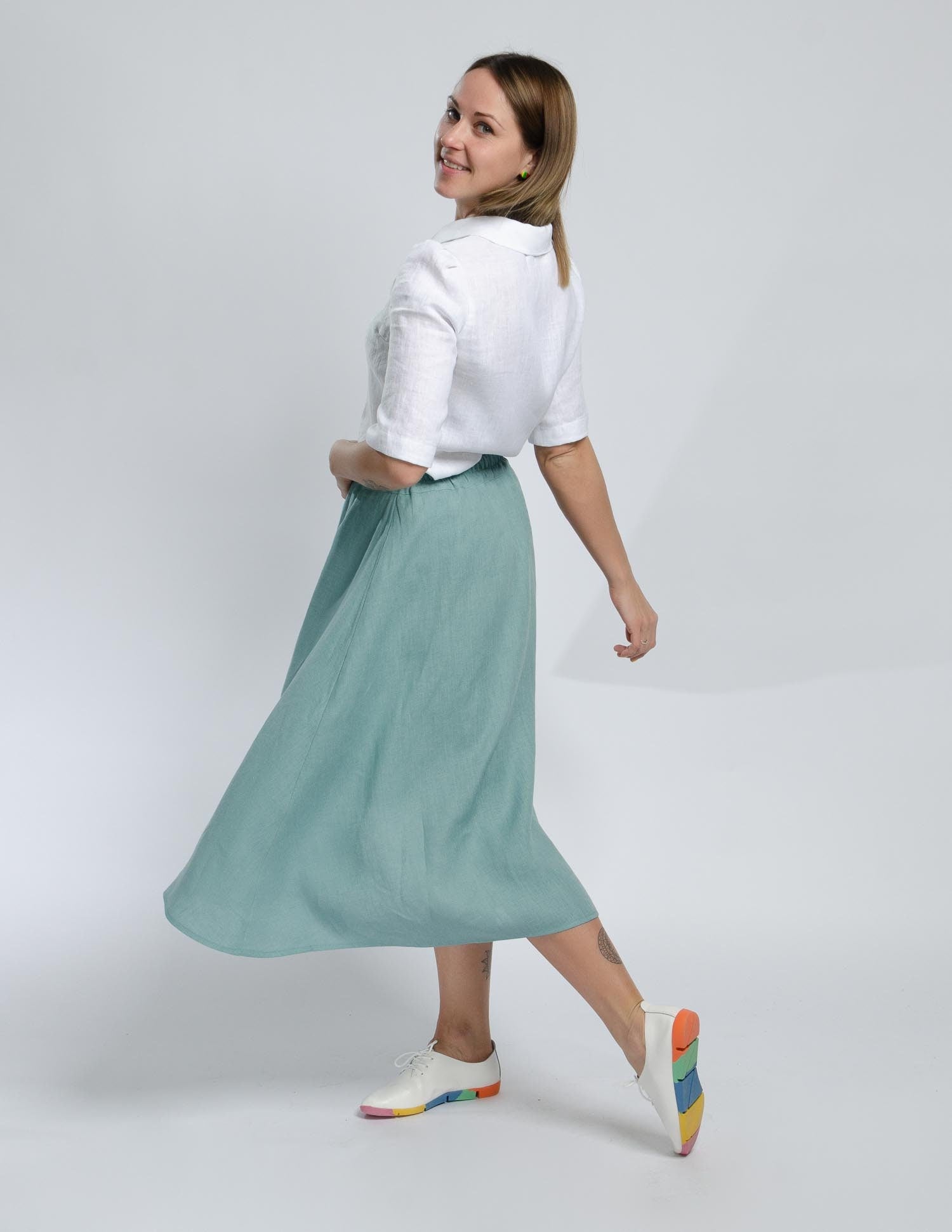 AMANDA lLinen skirt | Electric blue