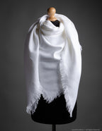 Fringled extra large WHITE color linen shawl for women, linen unisex scarf, unisex Christmas gift, brown linen wrap, tasseled linen shawl