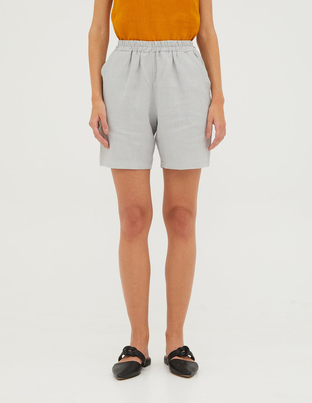 LILLY  Linen shorts | Light grey