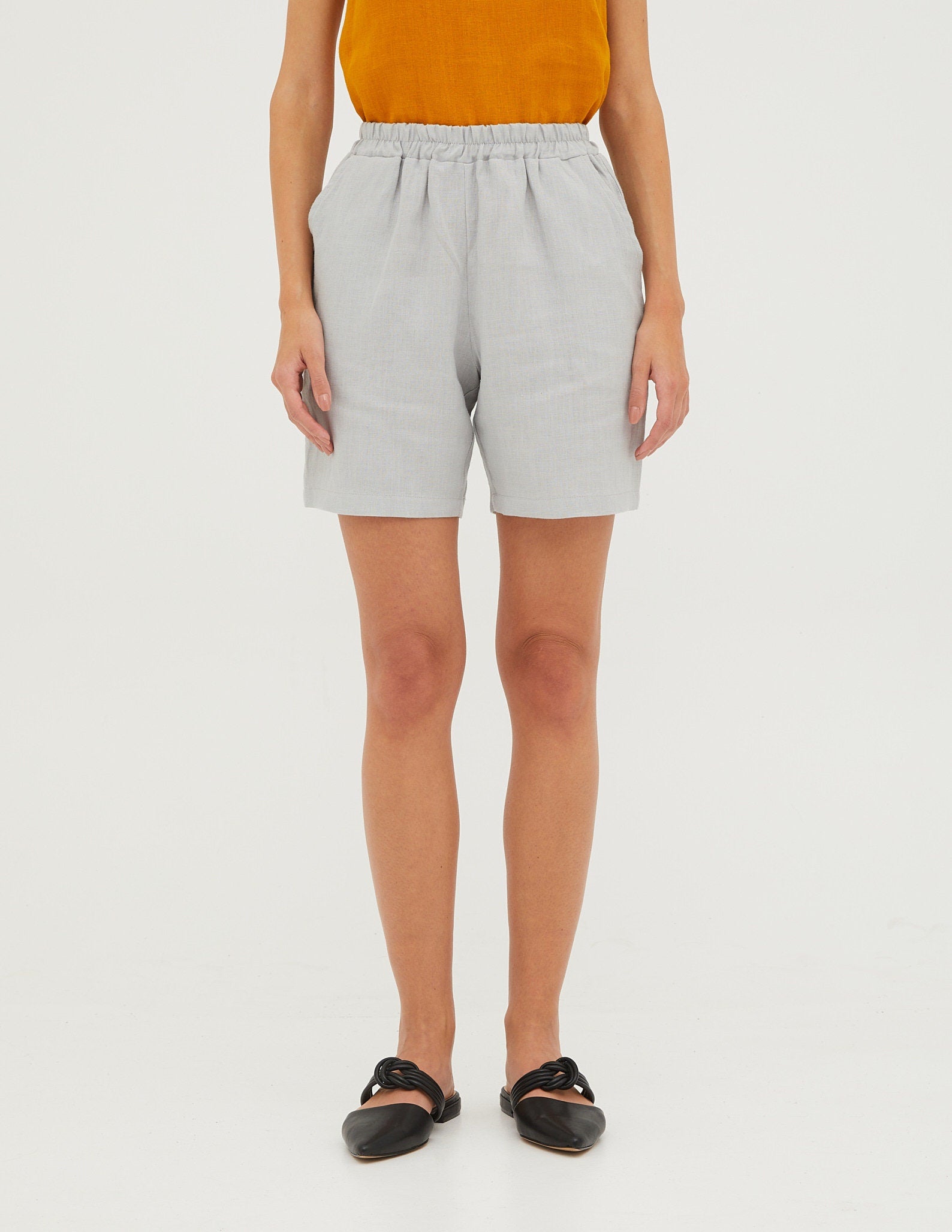 LILLY  Linen shorts | Light grey