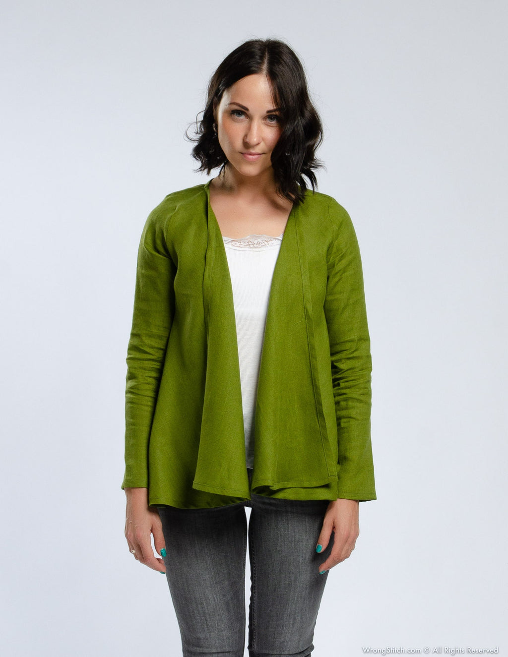 DENICE Wrap linen jacket | Marsala