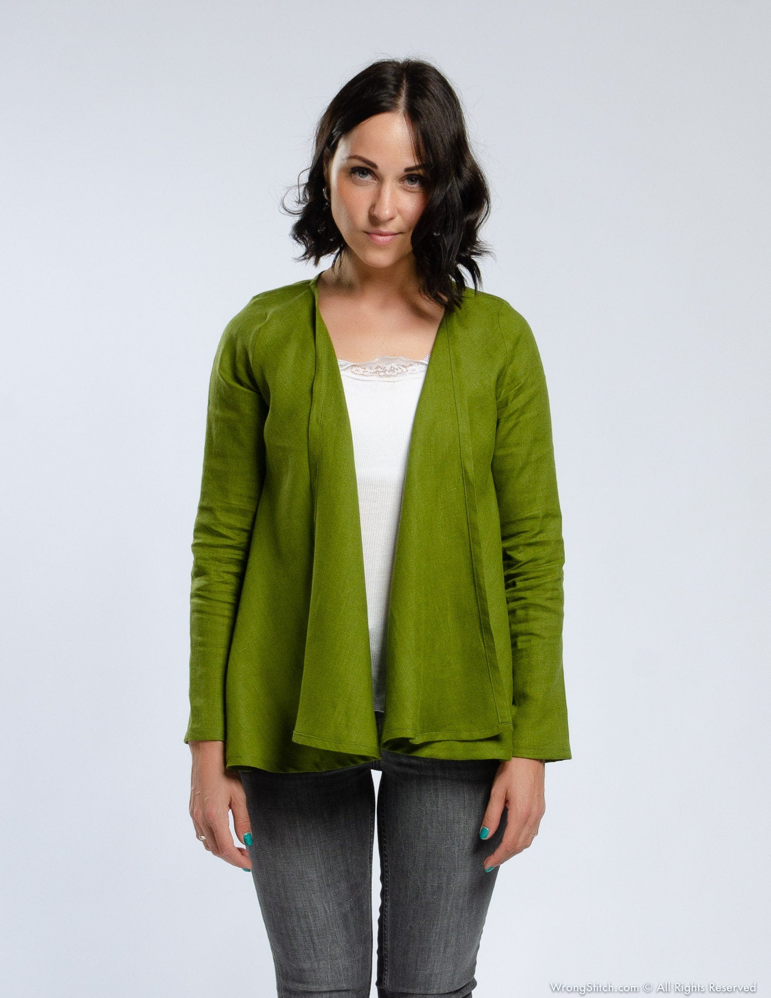 DENICE Wrap linen jacket | Marsala