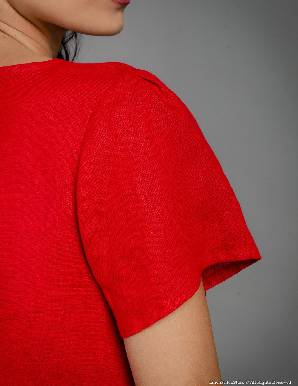 MEGHAN Linen dress | Bright red