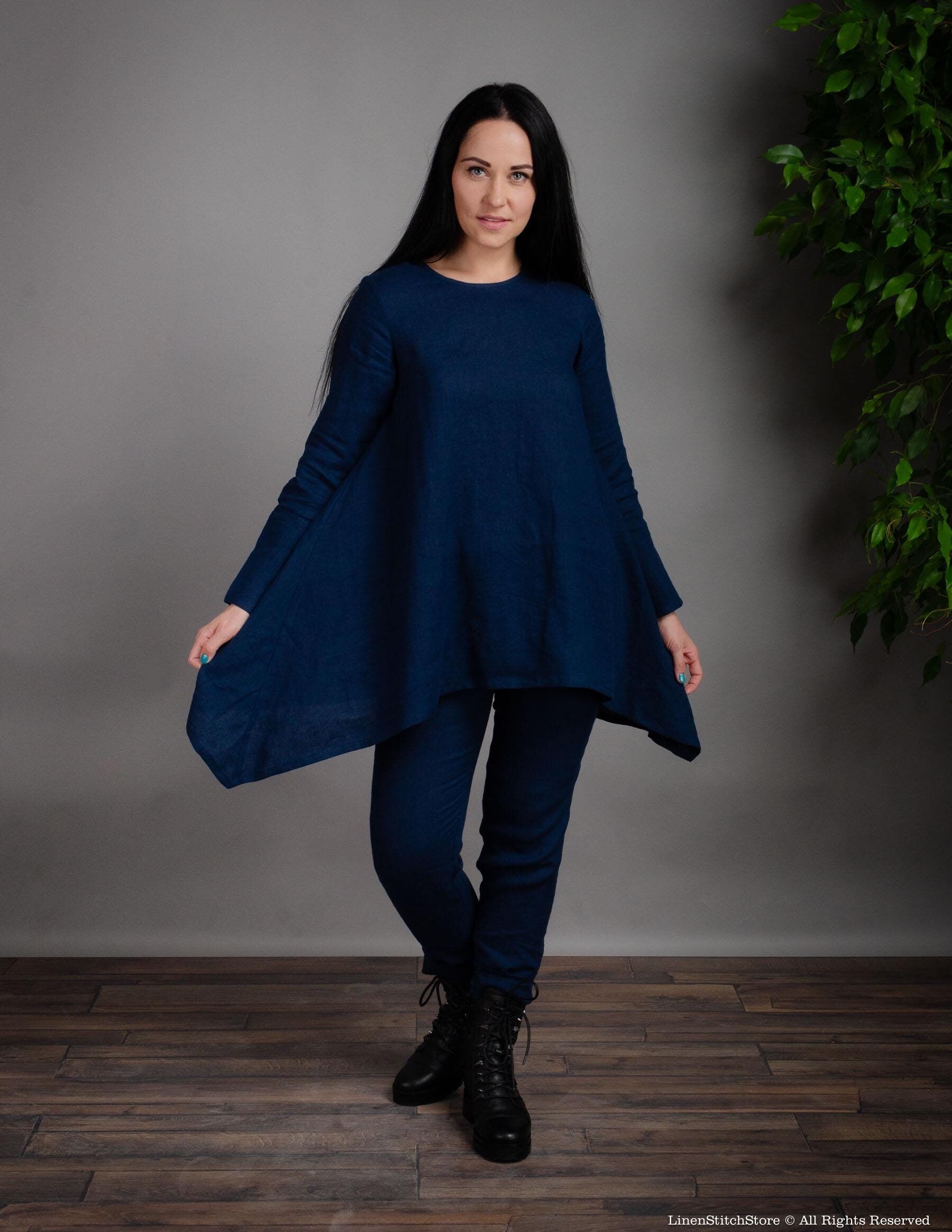 AURORA Linen tunic | Navy blue