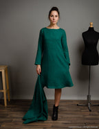 VERONICA  Linen dress | Emerald green