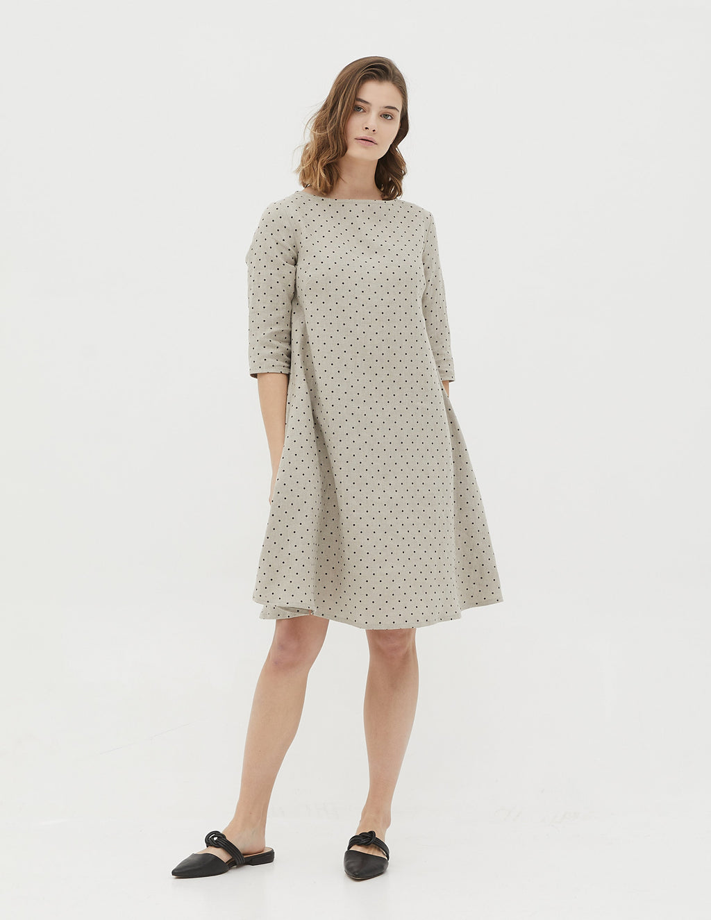 BARBARA Linen dress | Natural dots
