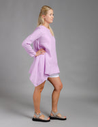 AURORA Asymmetric Linen tunic | Light purple