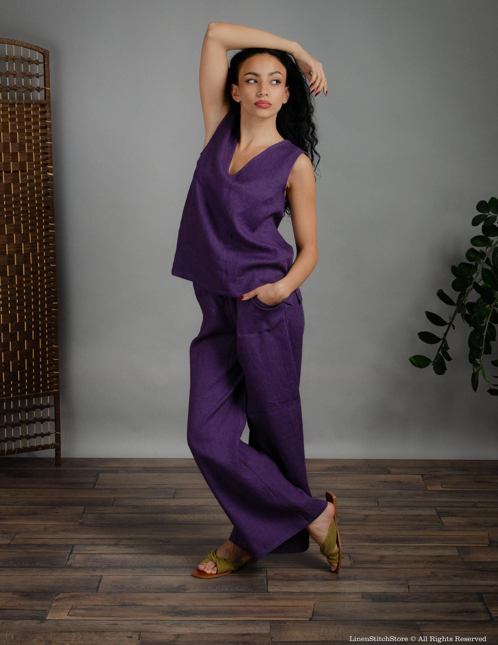 MONA Linen pants | Lavender