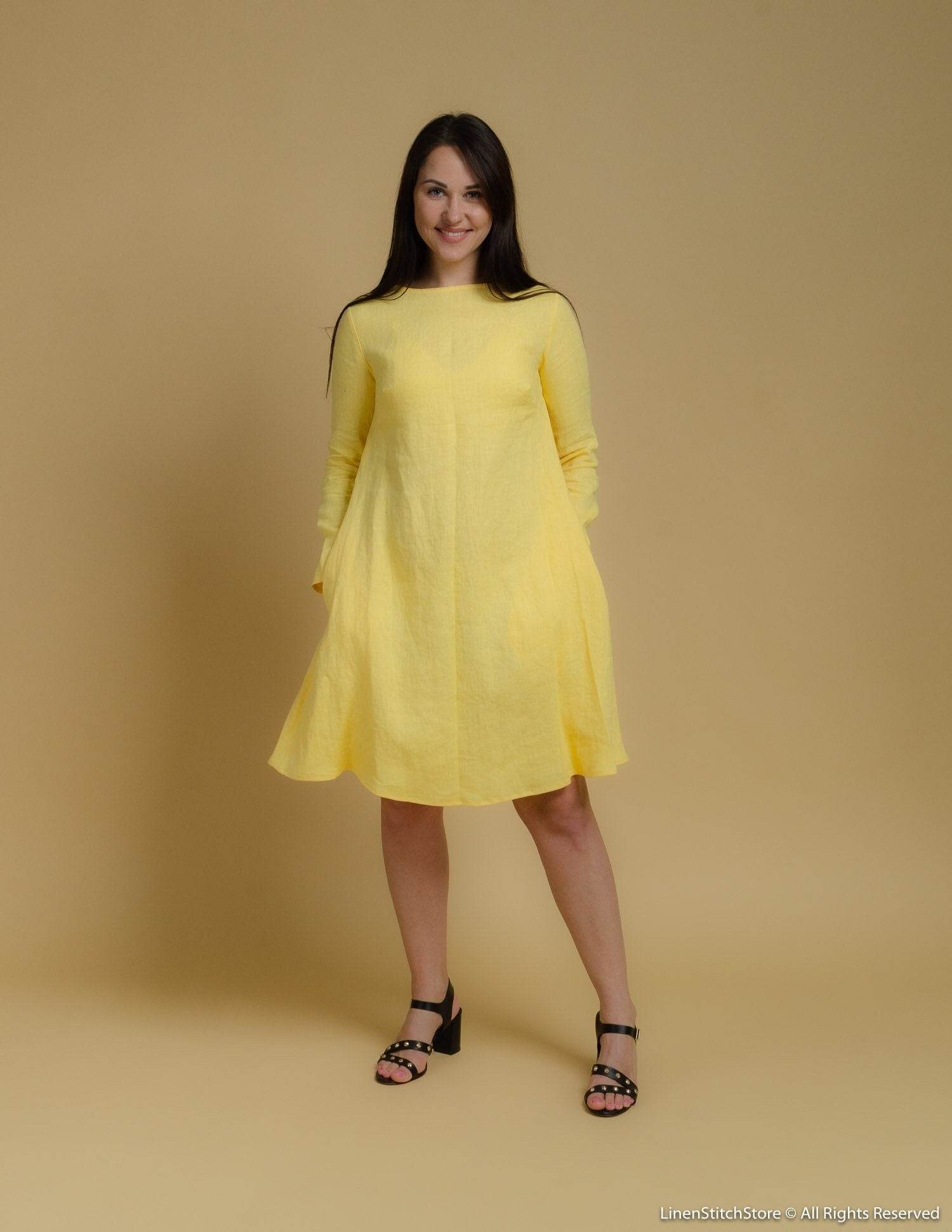 VERONICA Linen dress | Yellow