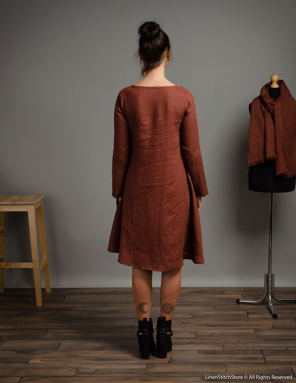 VERONICA Linen dress | Hazelnut brown