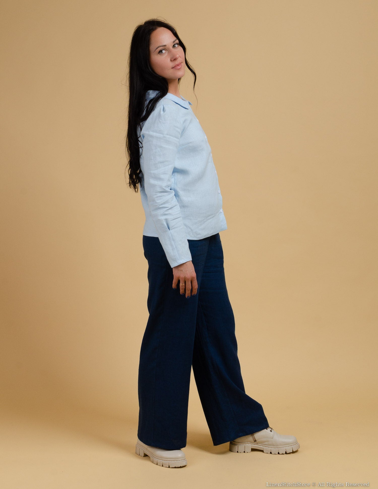 LOUISE Linen blouse | Light blue