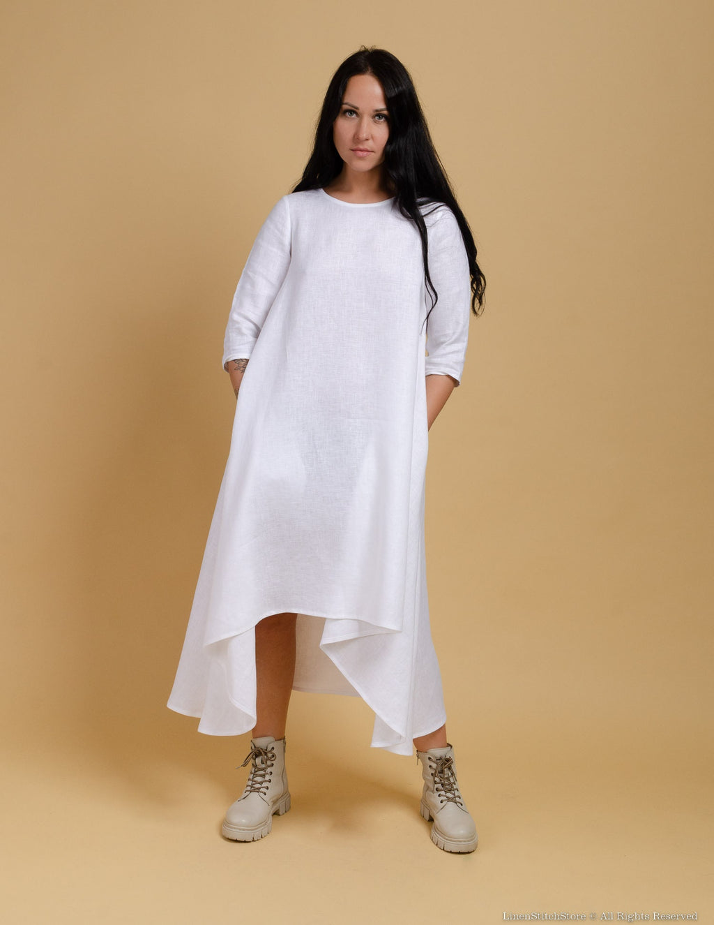SHANON Linen dress | White