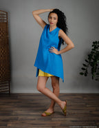 LAURA Linen tunic | Caribbean blue