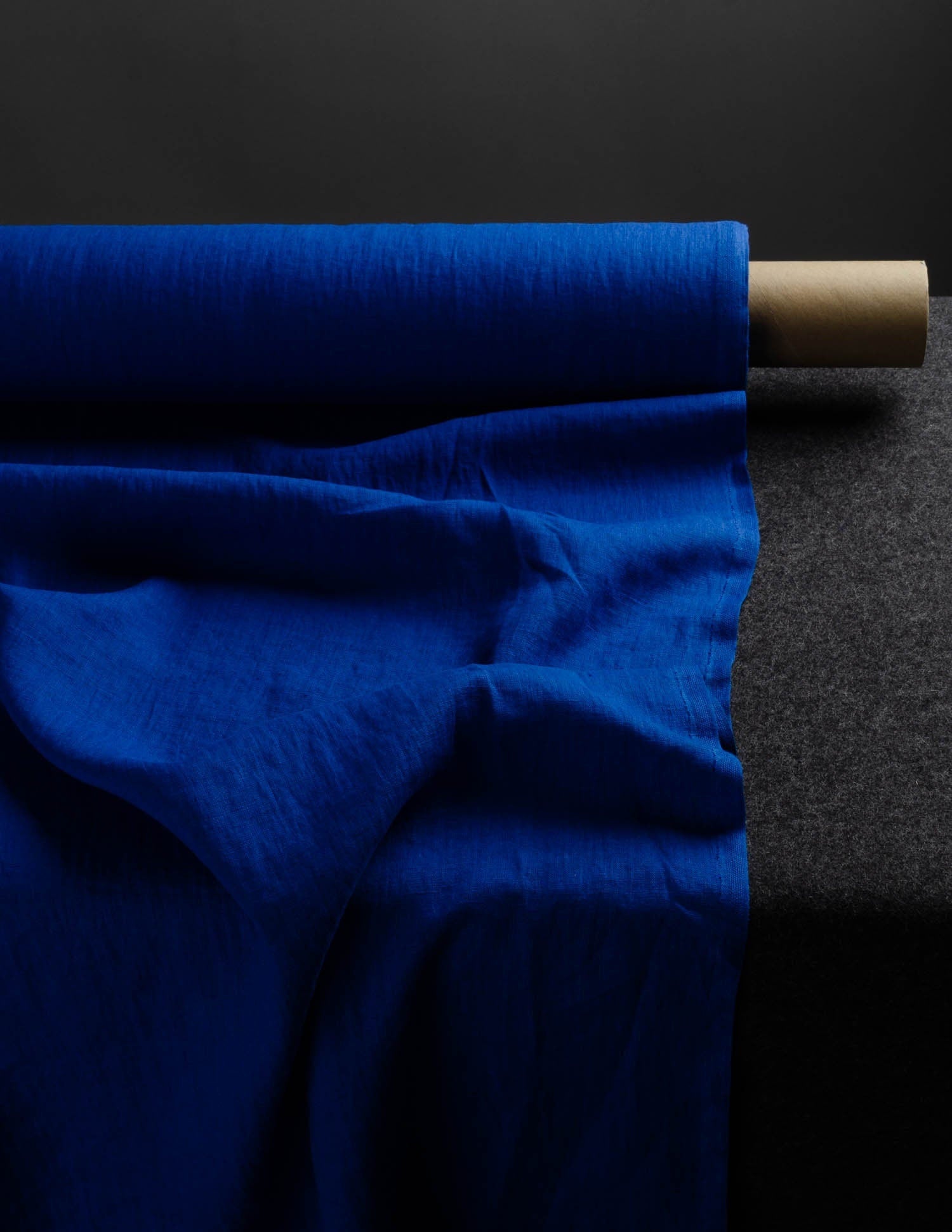 Deep blue medium weight linen fabric
