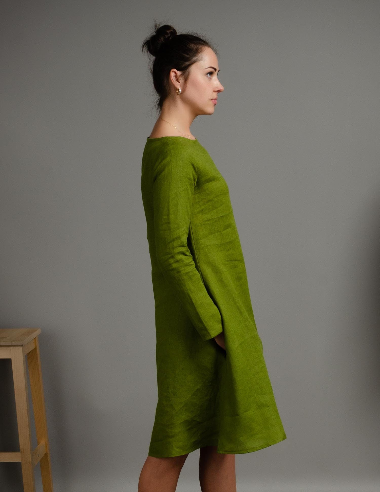 VERONICA Linen dress | Olive