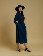 SARAH  Linen dress | Navy blue
