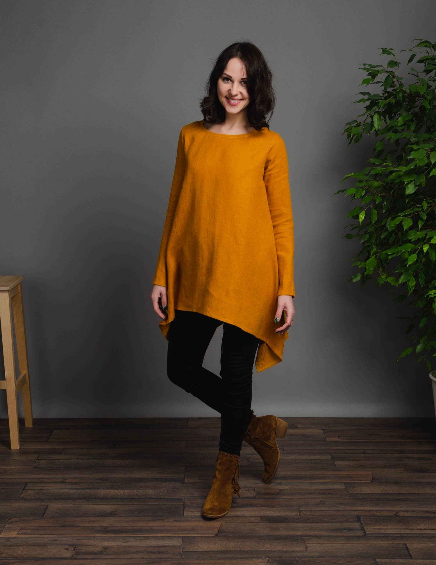 AURORA Linen tunic | Mustard