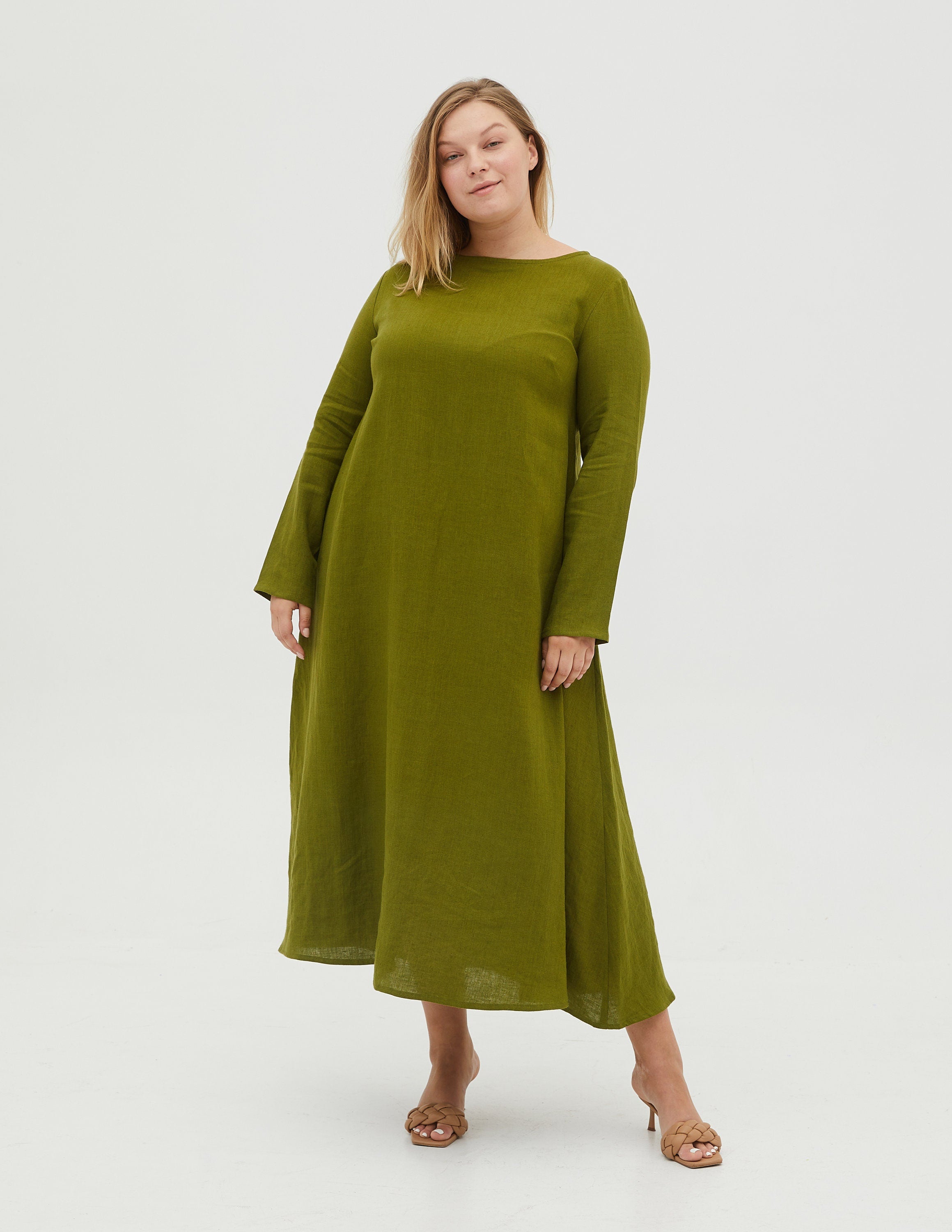 SARAH linen dress | Olive