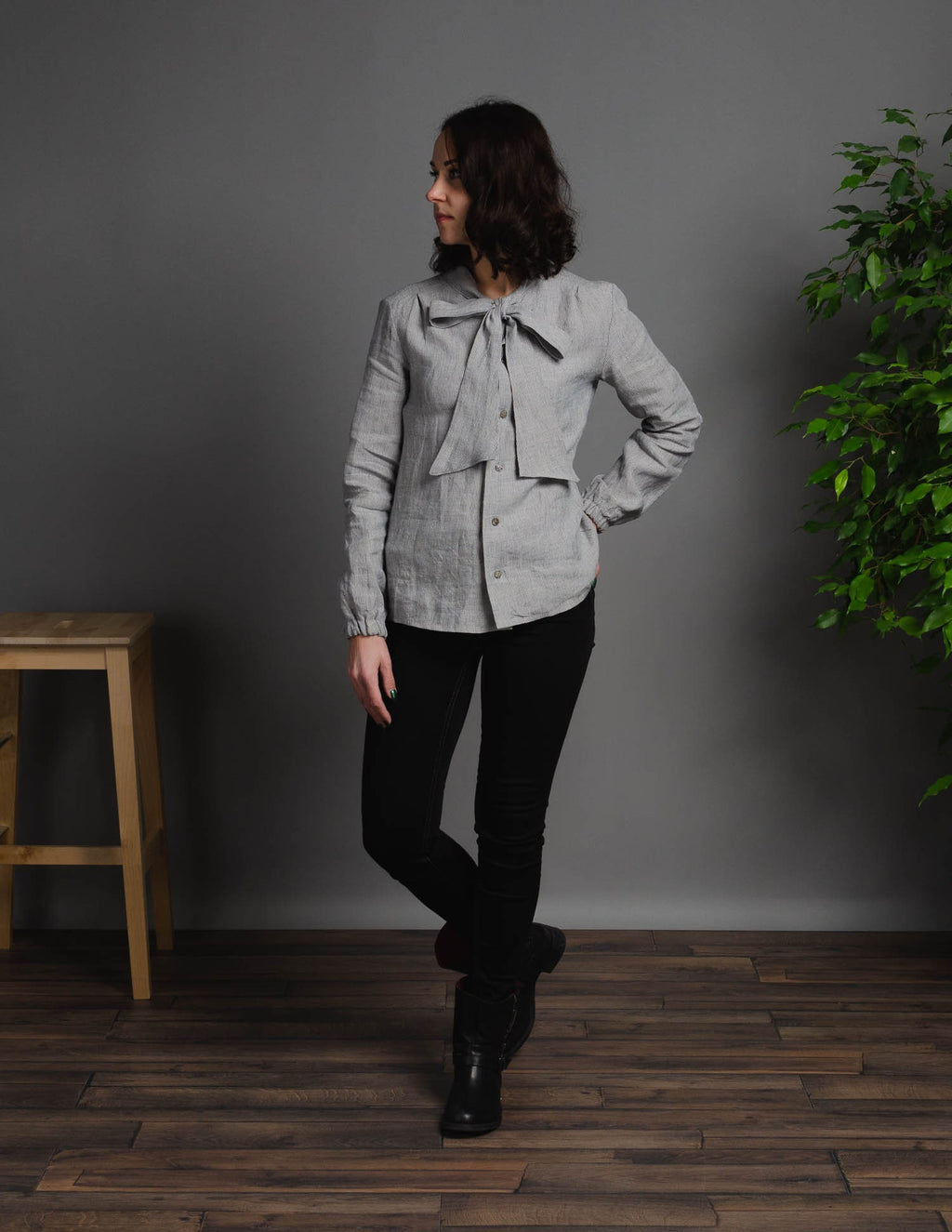 FIONA Linen blouse | Navy stripes