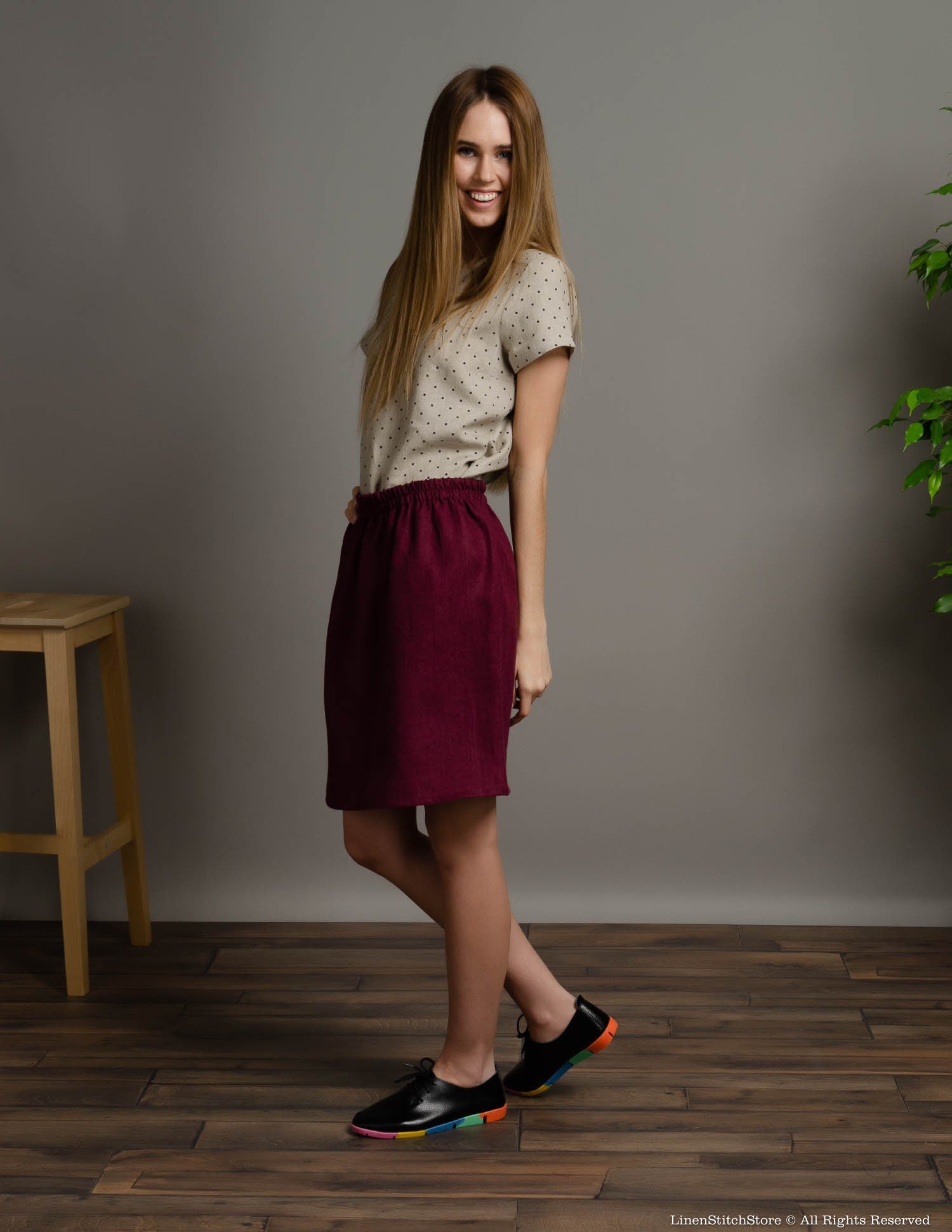 LILIA Linen skirt | Marsala
