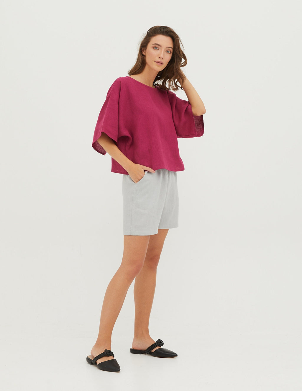 MARTHA oversized linen tunic | Rose