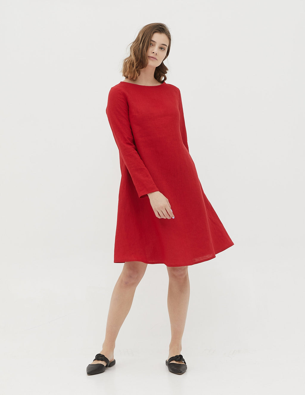 VERONICA Linen dress | Bright red
