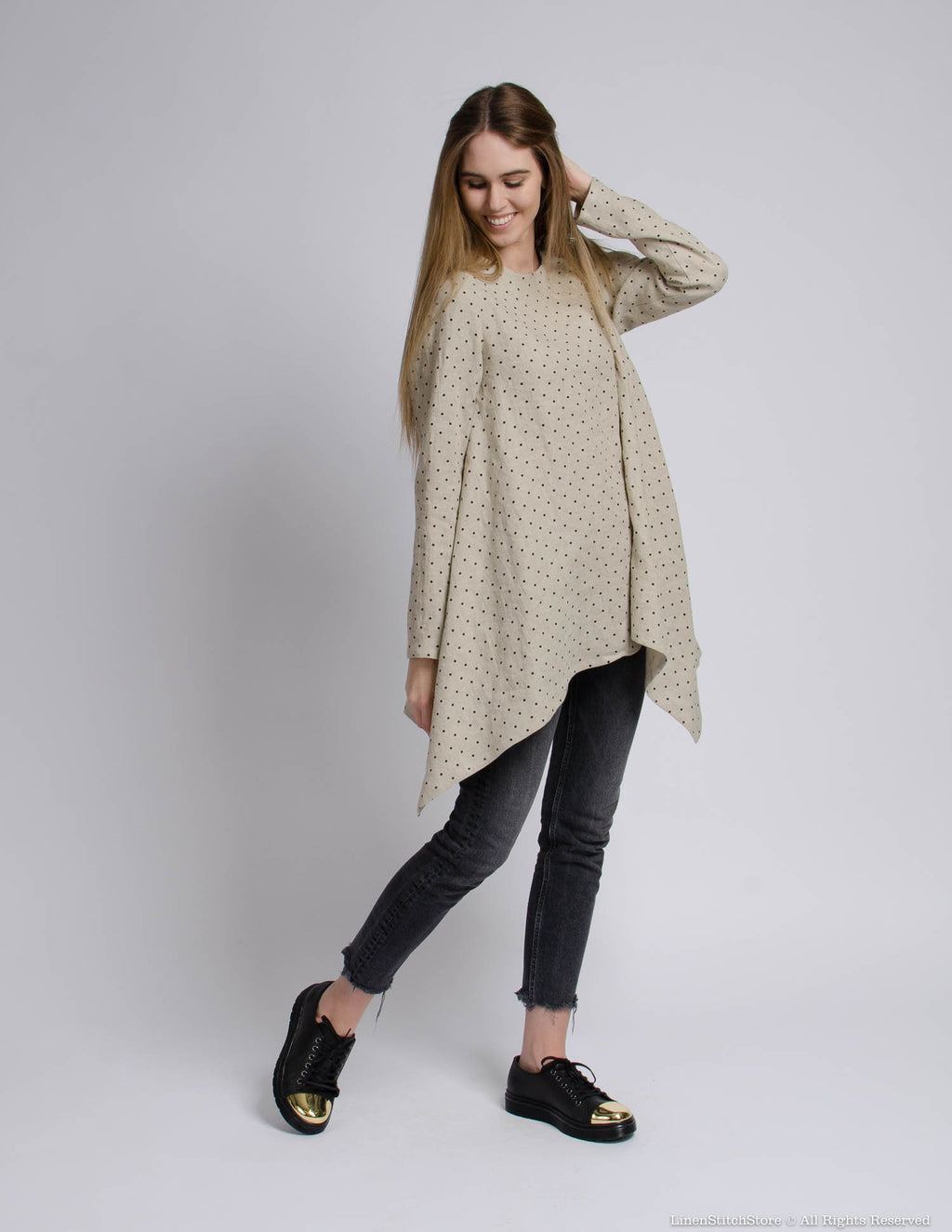 AURORA Linen tunic | Natural dots