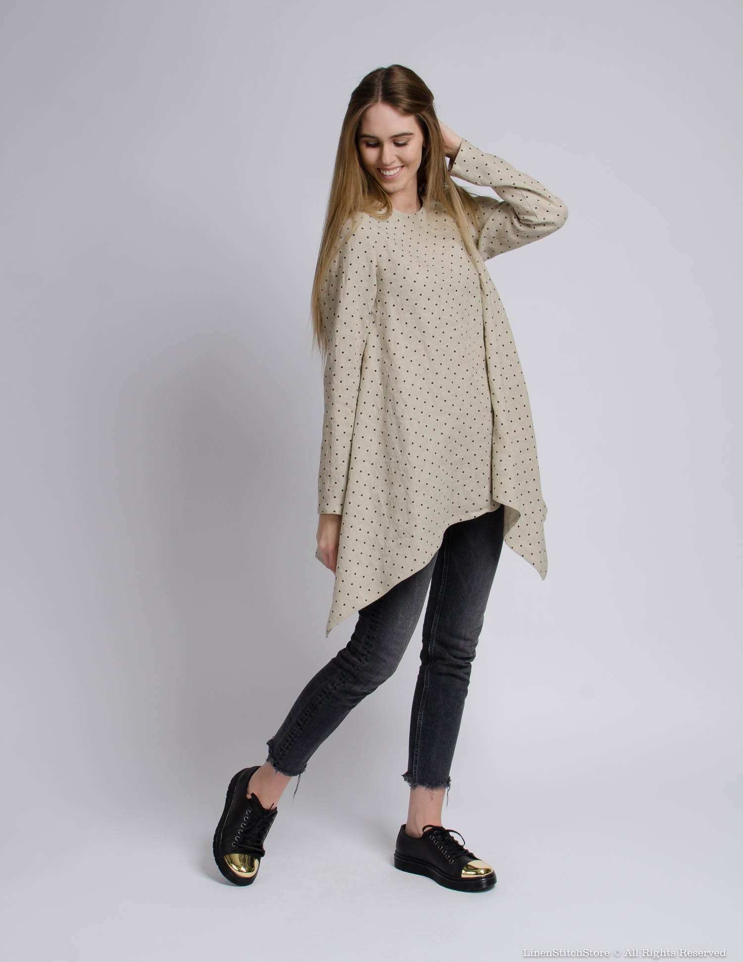 AURORA Linen tunic | Natural dots