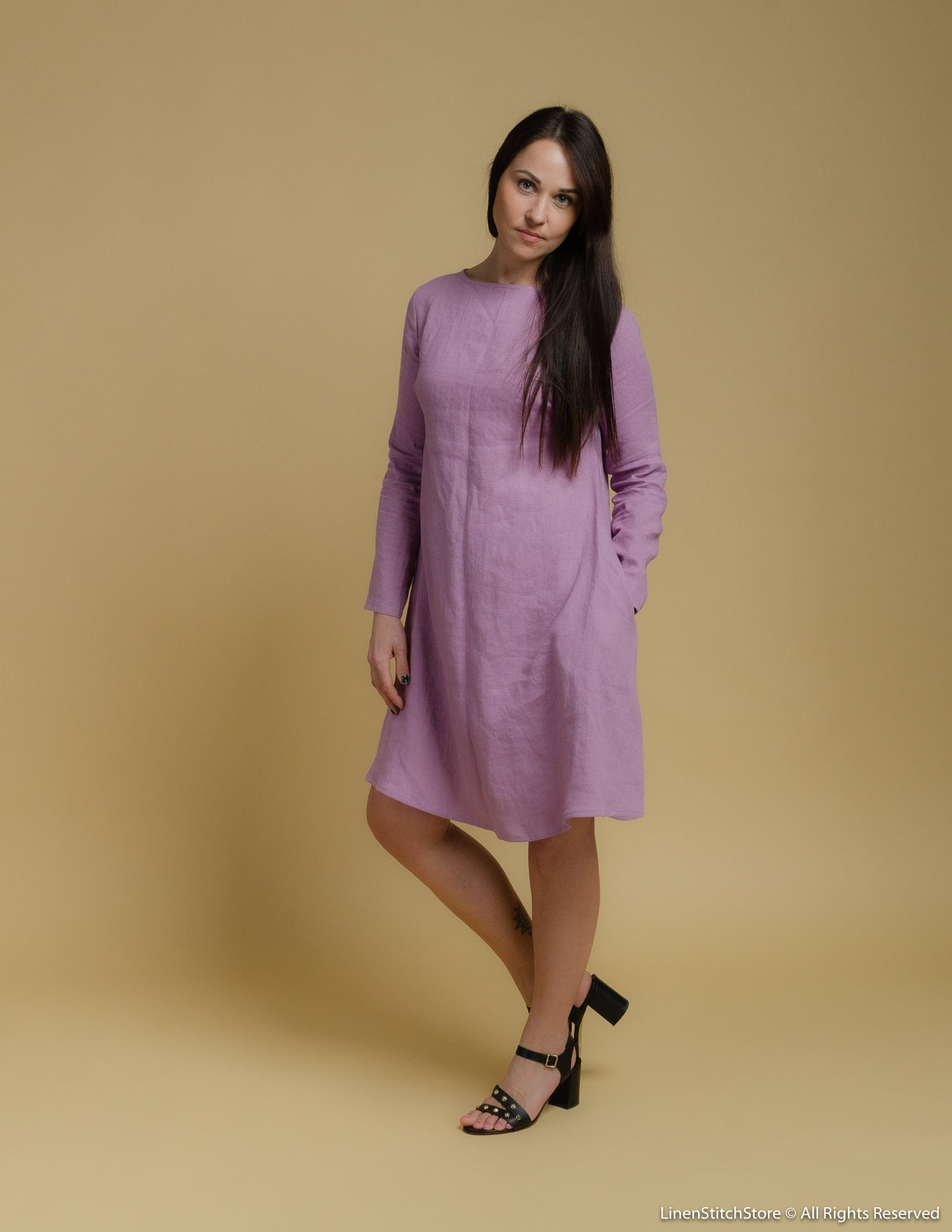 VERONICA Linen dress | Light purple