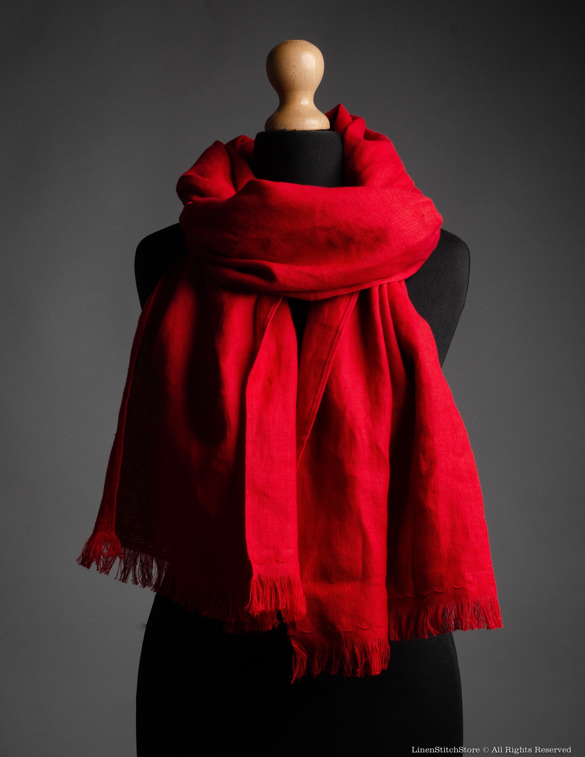Linen scarf | Bright red
