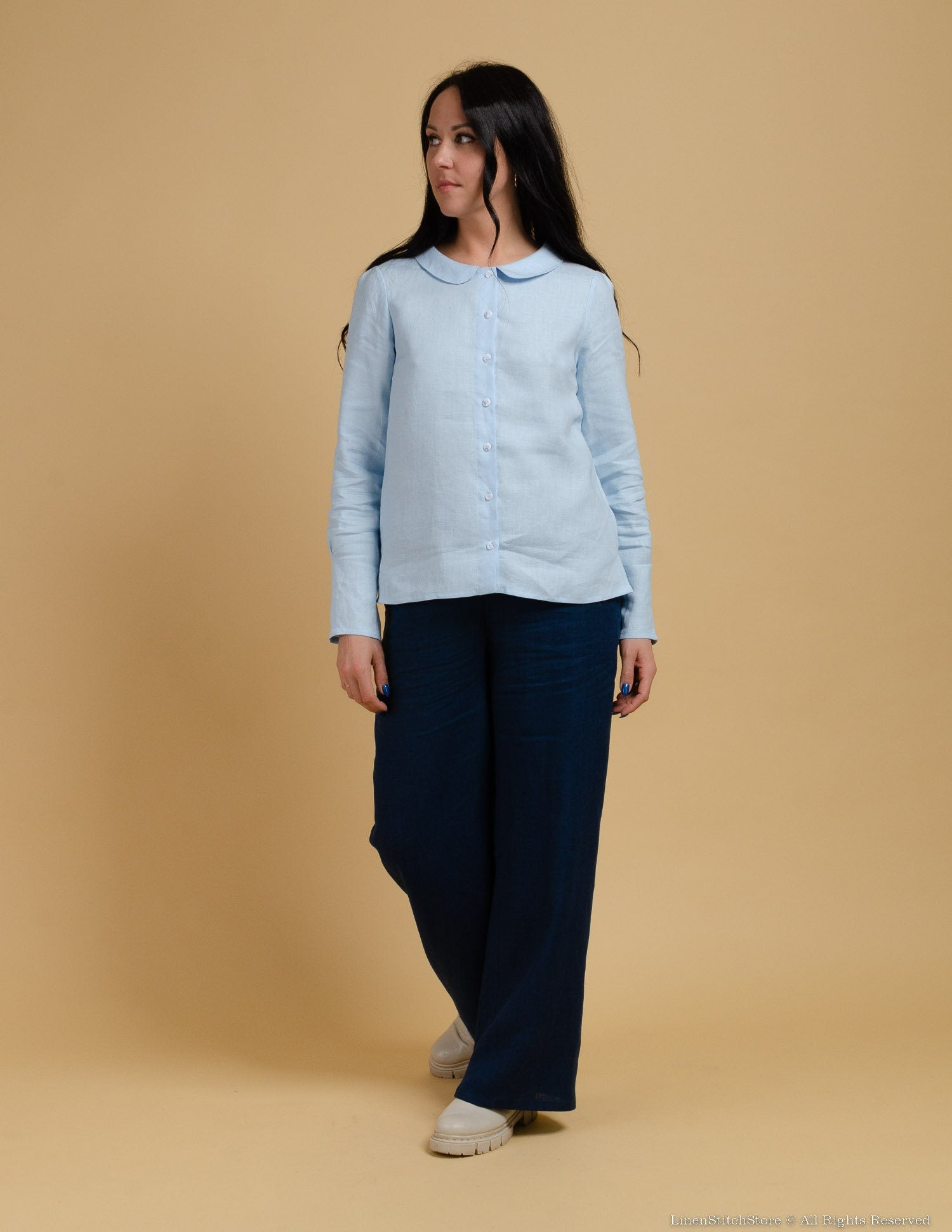 LOUISE Linen blouse | Light blue