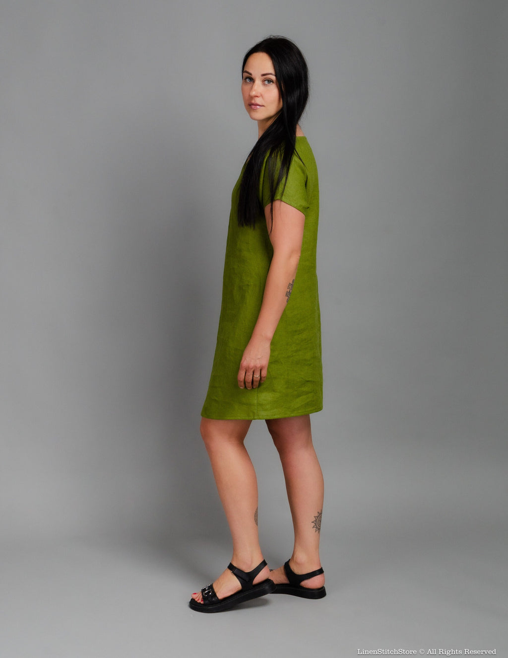 RUBBY Linen dress | Olive
