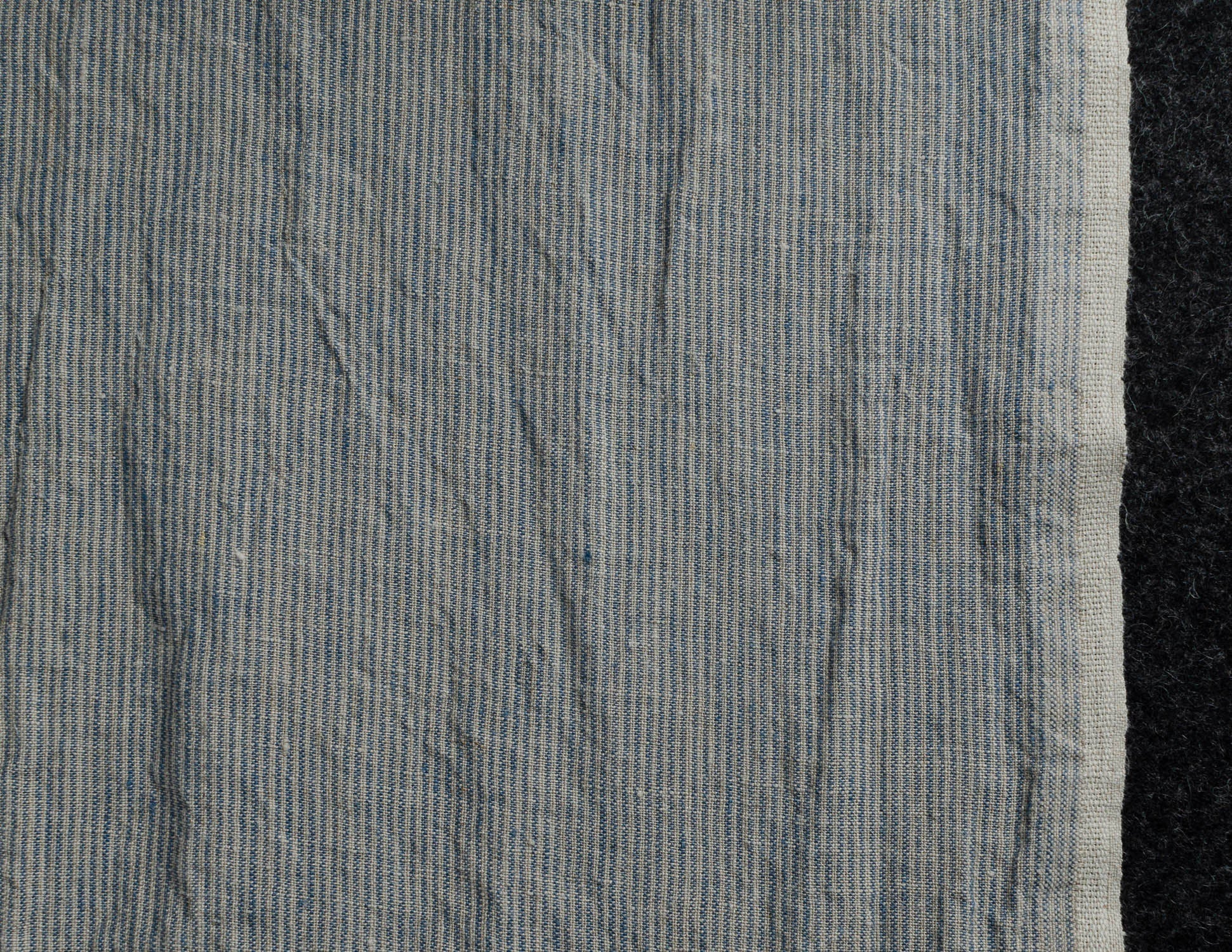 Striped blue color medium weight linen fabric supply