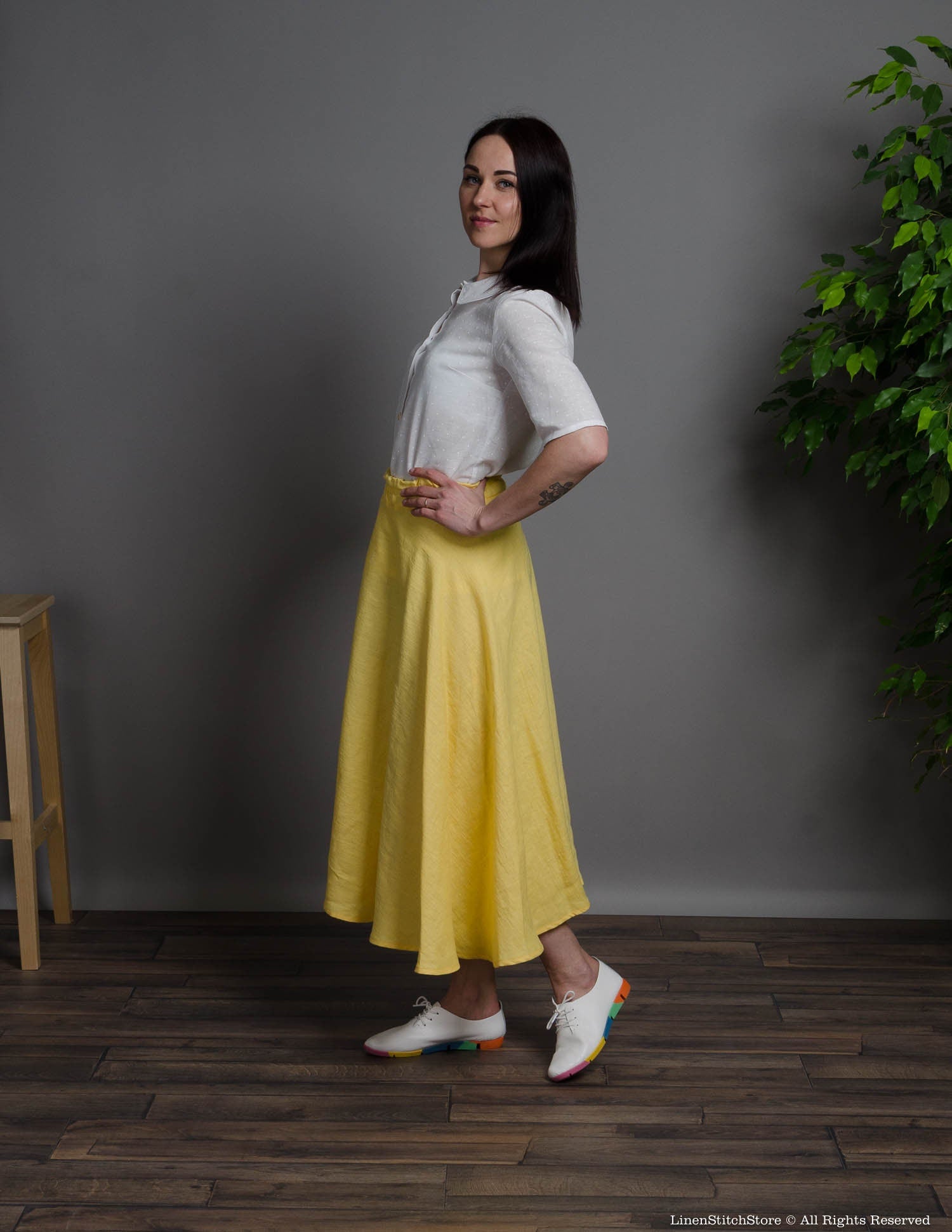 AMANDA Linen skirt | Yellow – Linen Stitch Store