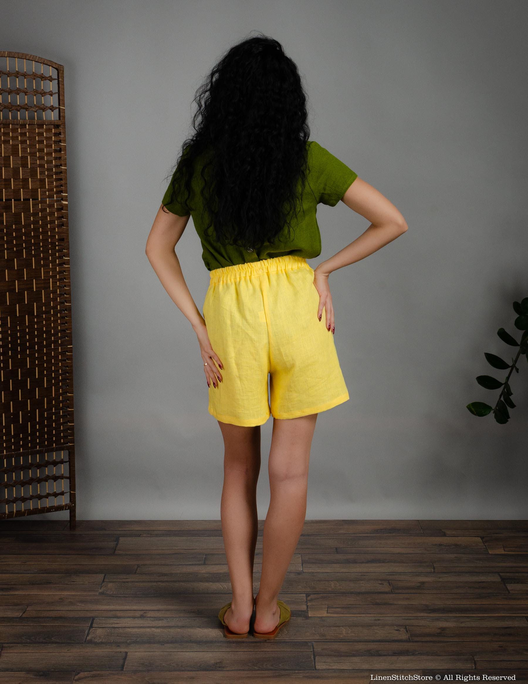 TAMARA Yellow Linen Shorts