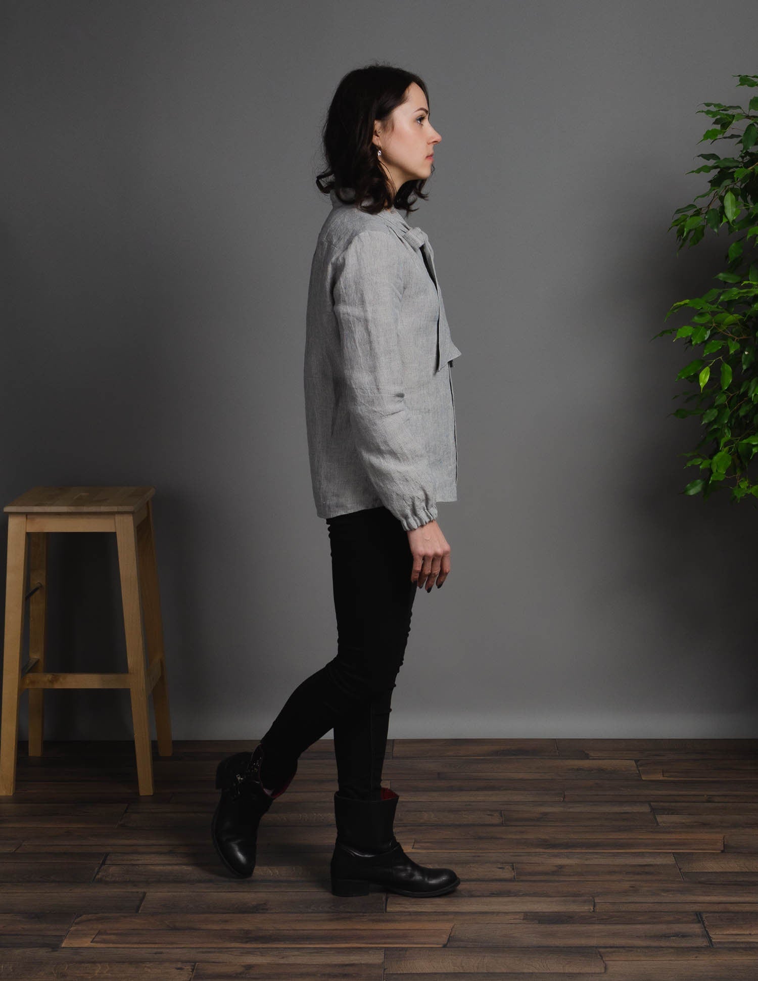 FIONA Linen blouse | Navy stripes