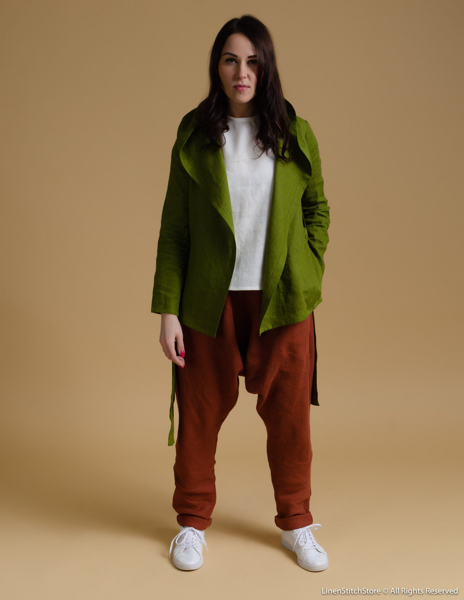 ALEXANDRA Linen hoodie | Olive