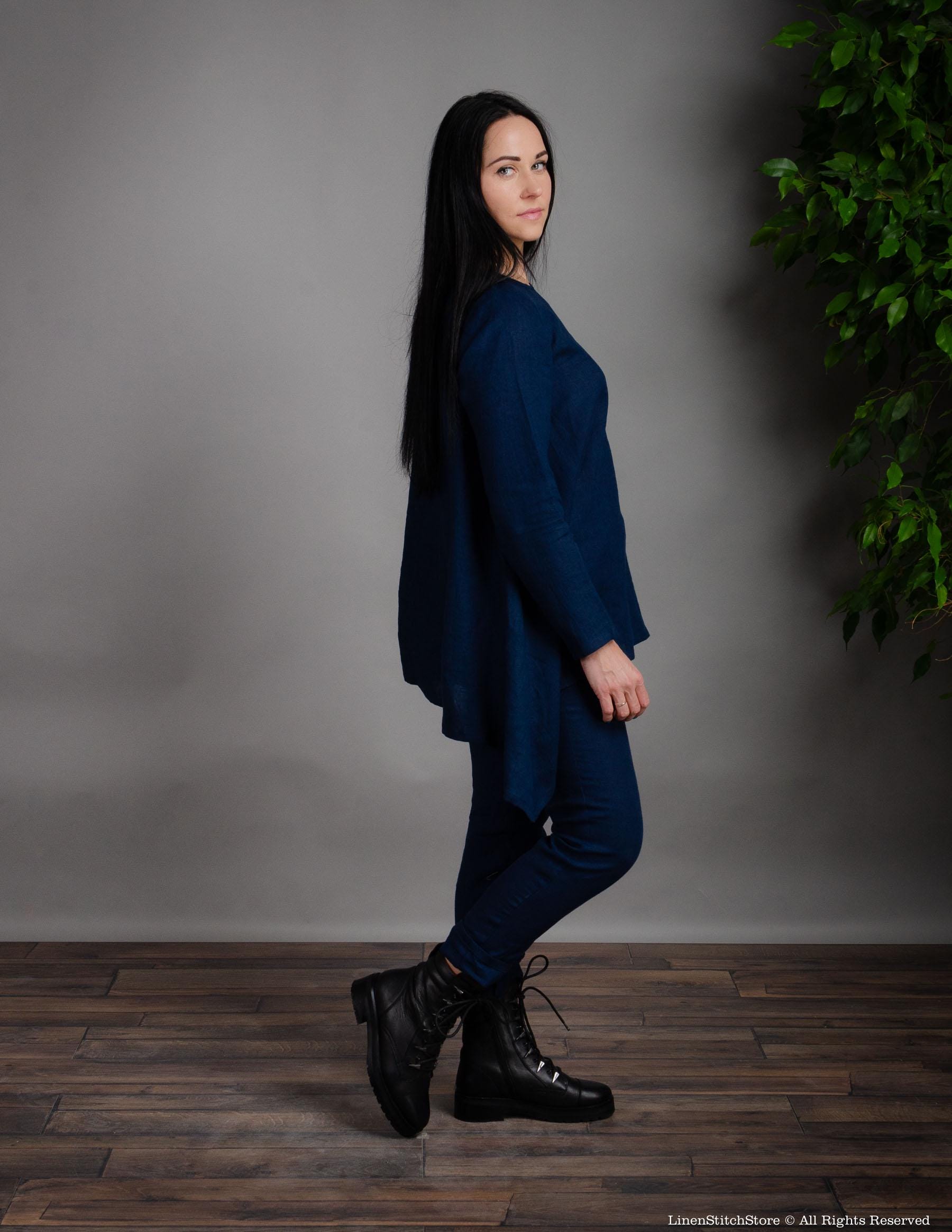 AURORA Linen tunic | Navy blue