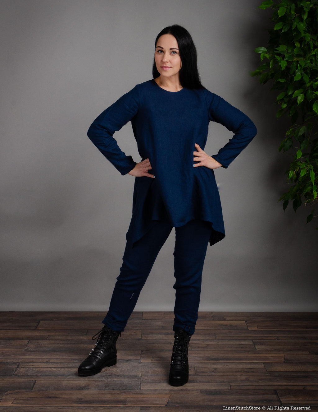 AURORA Linen tunic | Navy blue