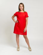 SANDRA Red short  linen summer dress