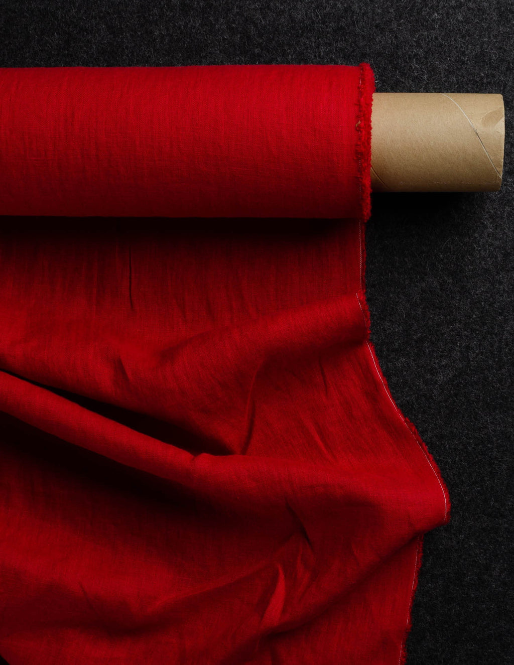Bright red colour medium weight linen fabric supply