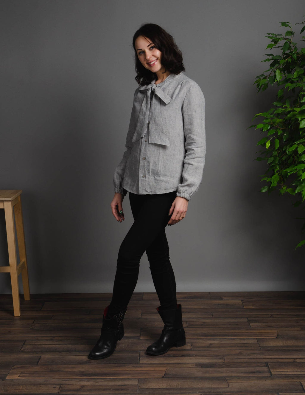 FIONA Linen blouse | Navy stripes