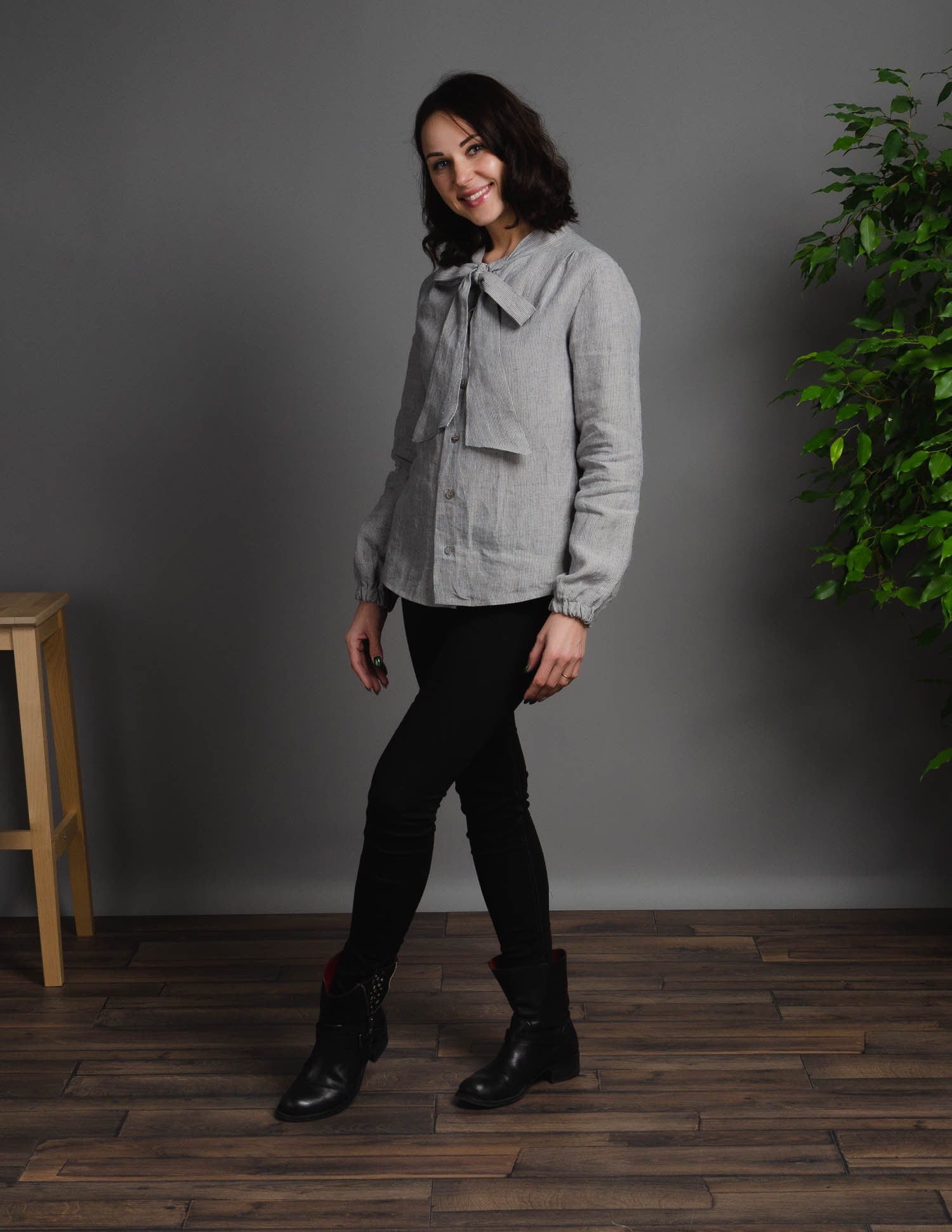 FIONA Linen blouse | Navy stripes